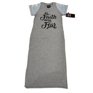 Women's LOVELOVE Gray Maxi Dress with Blue Sleeves, Size L